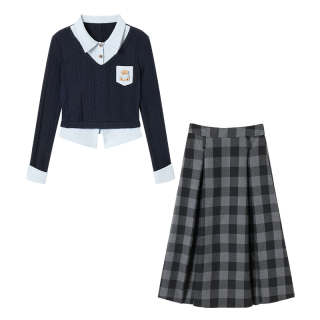 FABRIC PIG Two Piece Skirt Sets Women's Top+Long Skirt Lapel Moderate Long