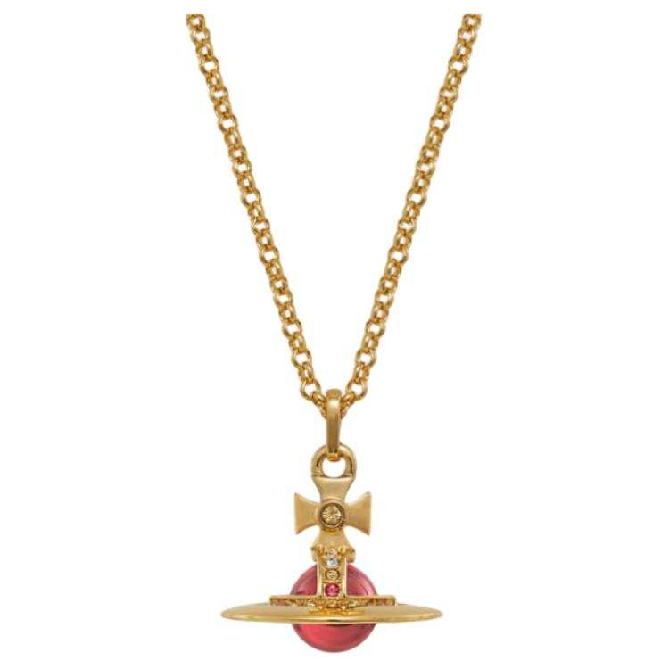 Vivienne Westwood Brass Crystal Necklaces Unisex Gold