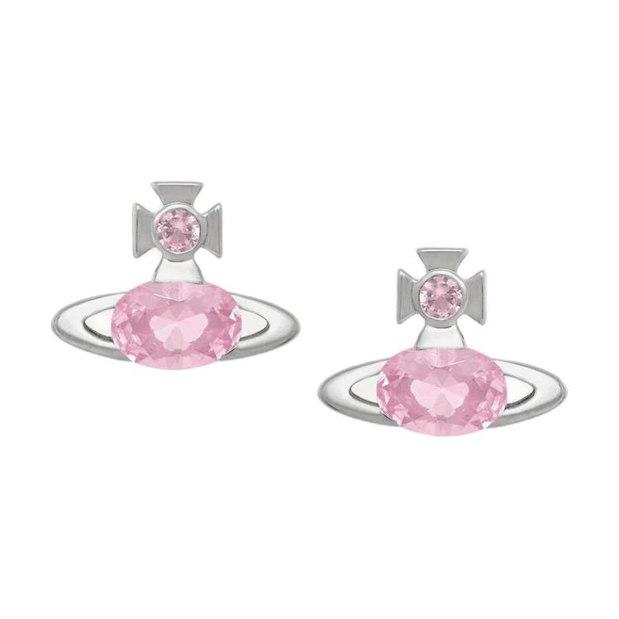 Vivienne Westwood Platinum plated Styling Hoop Earrings Women's Pink/Silver