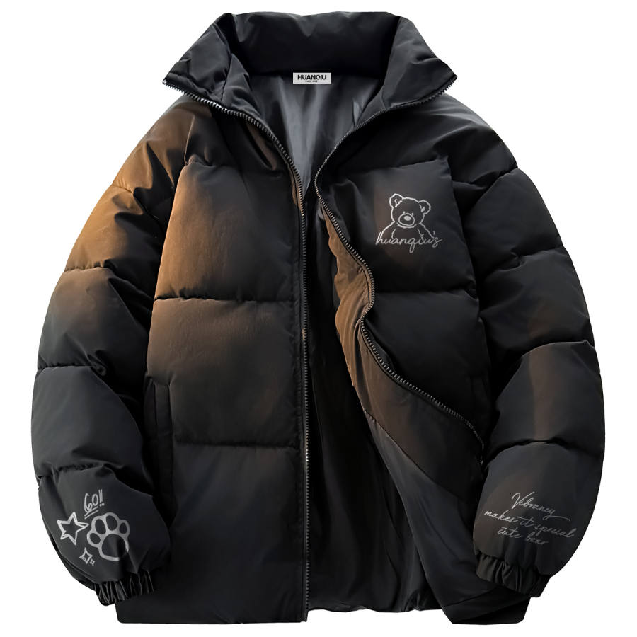 HUANQIU Puffer Jackets Unisex Stand Collar Thickened Padded Puffer Jacket
