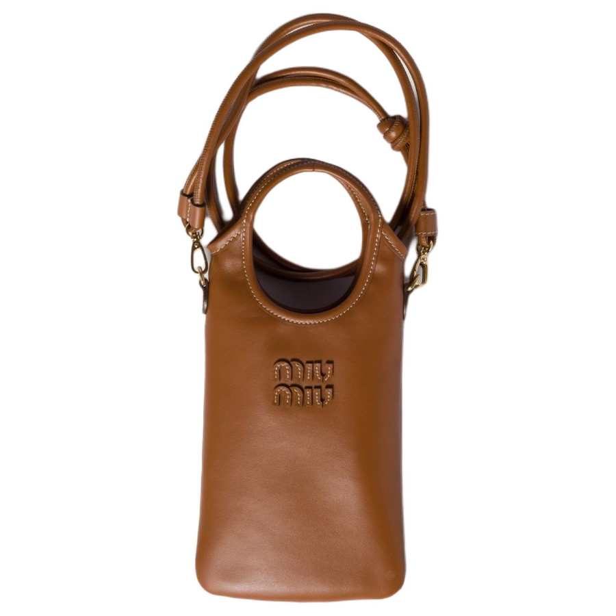 MIU MIU Cow Leather Cell Phone Pouch Women's Brown