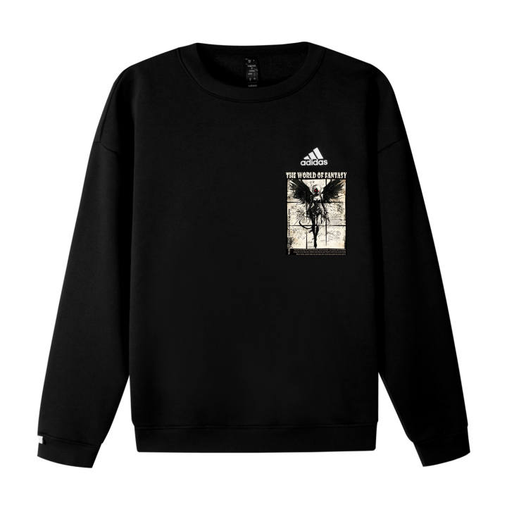 Adidas Adidas LABEL Fleece Lined Demon Personality H Logo Printed Pattern Crew Neck Drop Shoulder Pullover Long Sleeved