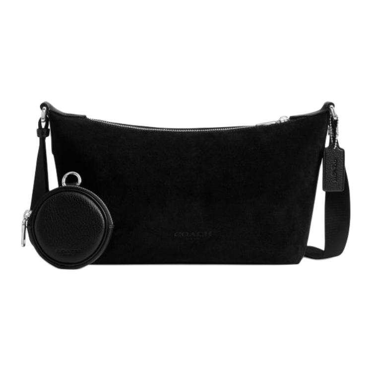 COACH Cow Split Leather Crossbody Bags Medium Women's Black