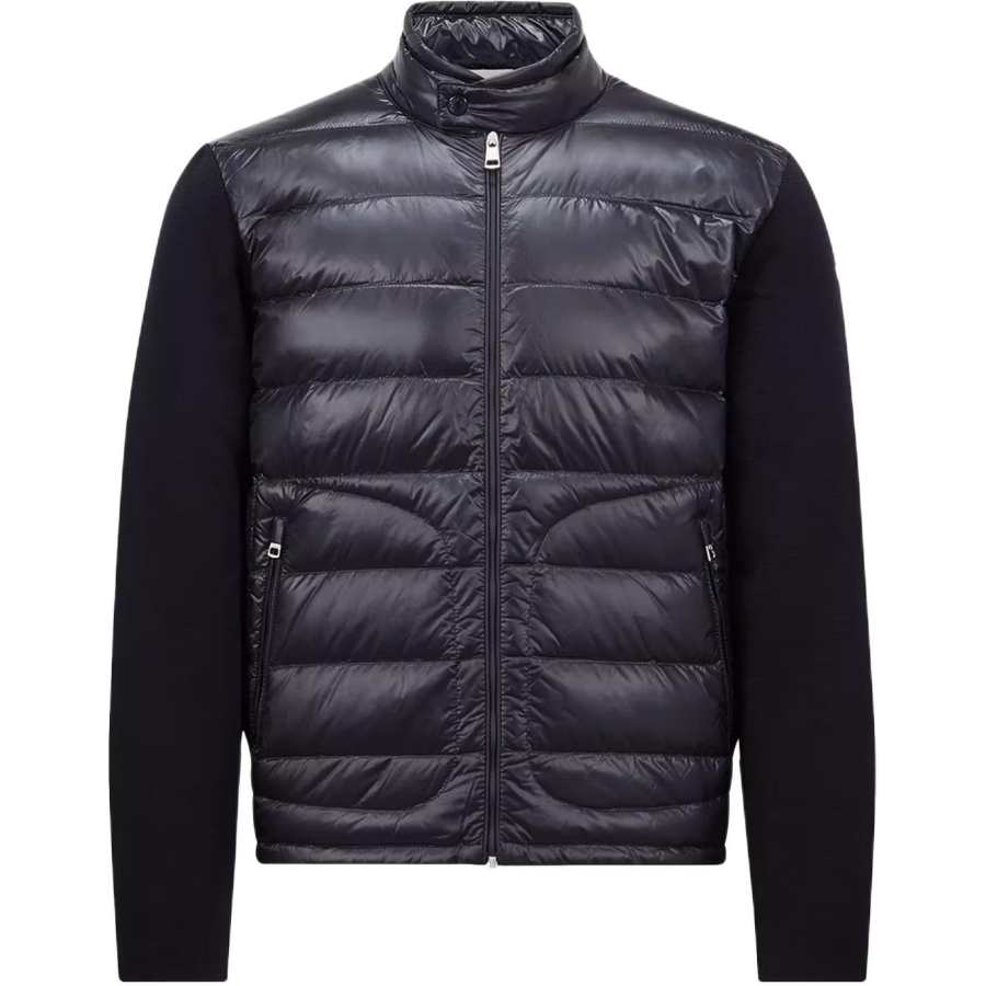 Moncler Cardigan Zippé Matelassé En Laine Down Jacket Women's