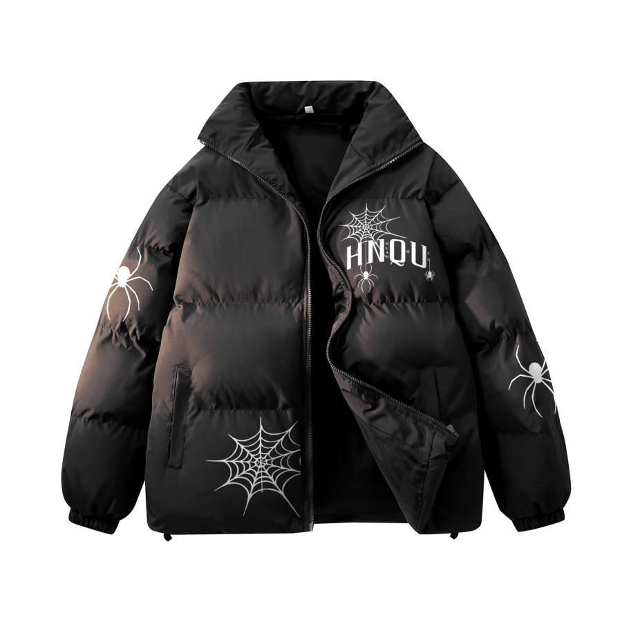 HUANQIU Puffer Jackets Unisex Stand Collar Thickened Padded Puffer Jacket