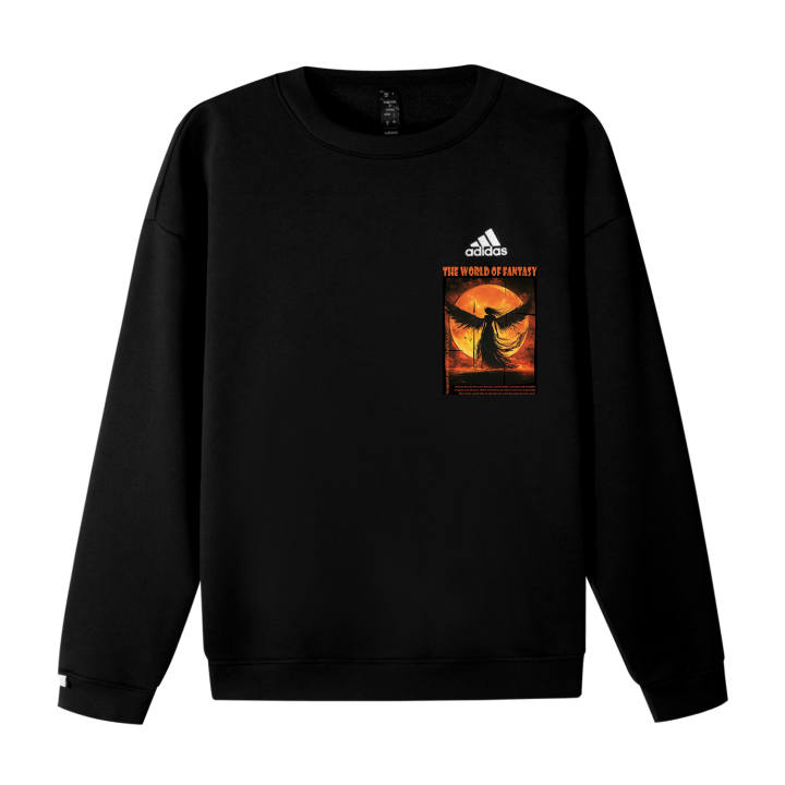 Adidas Adidas LABEL Fleece Lined Sunset Angel H Logo Printed Pattern Crew Neck Drop Shoulder Pullover Long Sleeved Sweatshirt