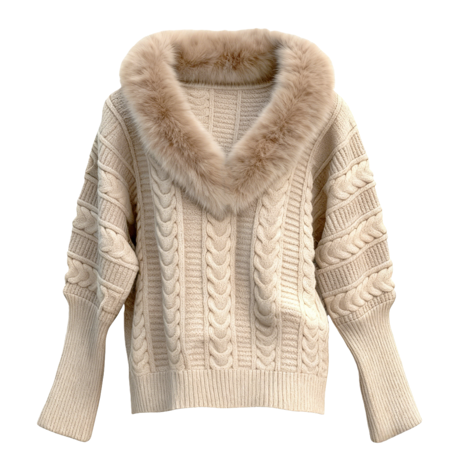 CHARM GLOW Knitwear Women's Khaki V Neck Moderate Batwing