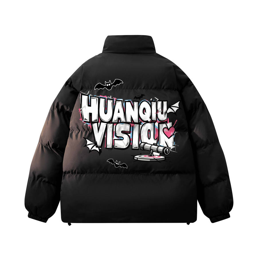 HUANQIU Puffer Jackets Unisex Stand Collar Thickened Padded Puffer Jacket