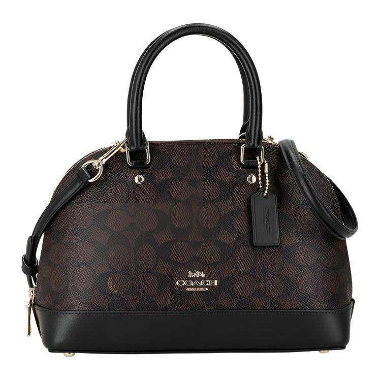COACH PVC Crossbody Handbag Medium Women's Dark Brown & Black
