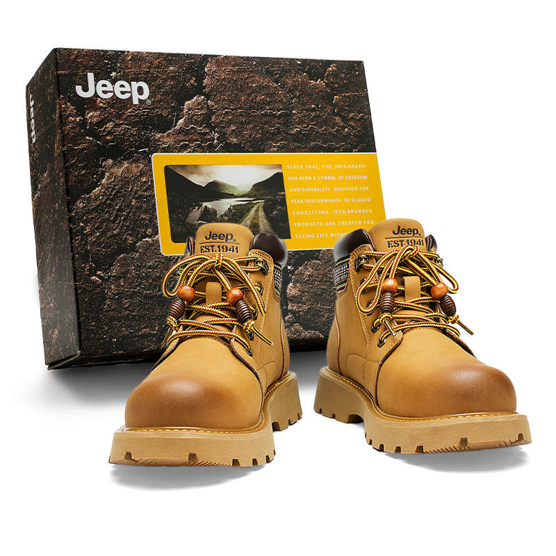 Jeep Combat Boots Men's Black/Earth Yellow/Khaki
