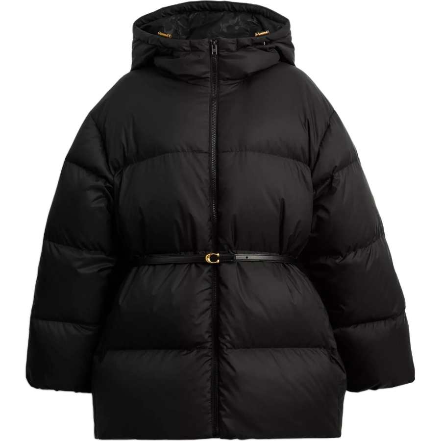 COACH COACH Down Jackets Women's Black Hooded Moderate