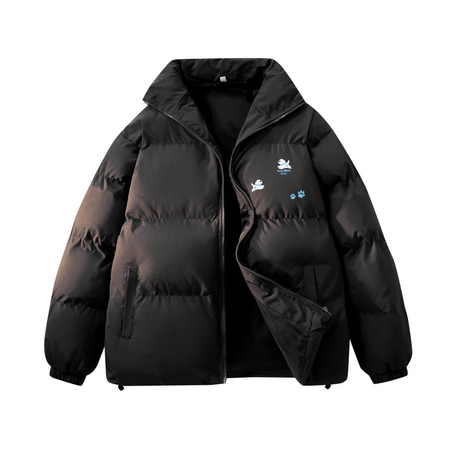 HUANQIU Puffer Jackets Unisex Stand Collar Thickened Padded Puffer Jacket