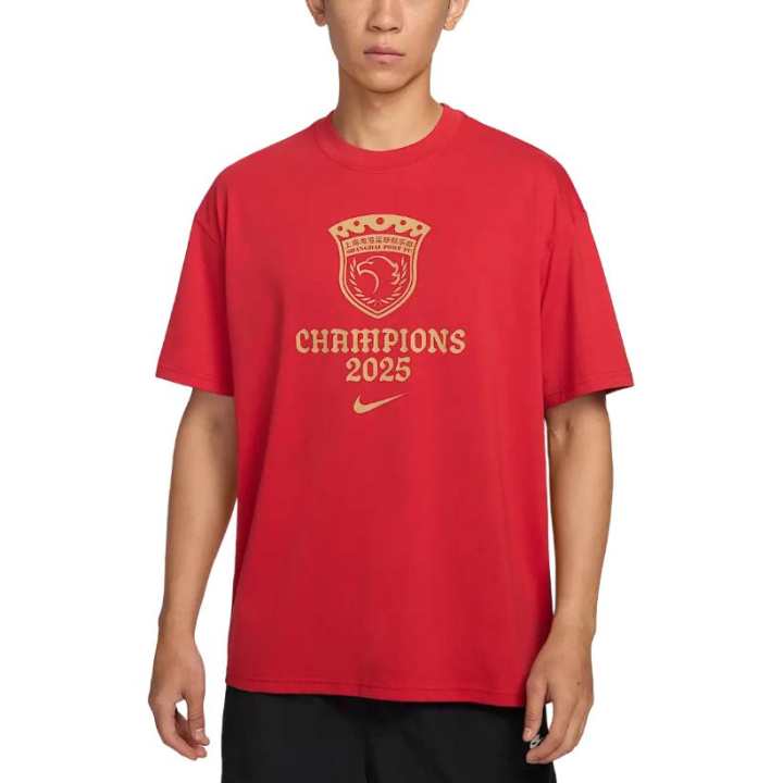 Nike Nike T Shirts Men's Sports Red/Metallic Crew Neck Moderate