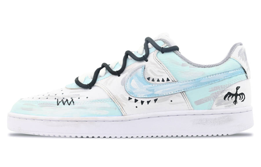 Nike Nike Court Vision 1 Cushioning Abrasion Resistant Cushioning, Wear Resistant Low top Skateboard Shoes Unisex Blue Gray