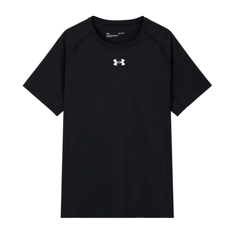 Under Armour T Shirts Men's Black Crew Neck Moderate Straight Fit