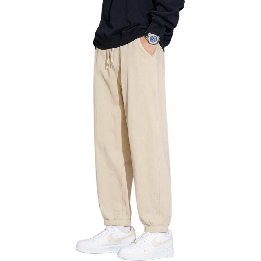 Tonlion Casual Pants Unisex Light Khaki Moderate Harem Pants