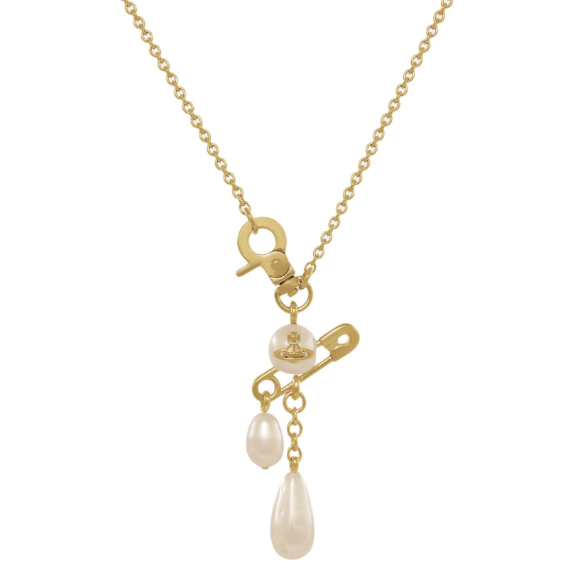Vivienne Westwood Brass Saturn Faux Pearl Pendant Necklace Women's Gold