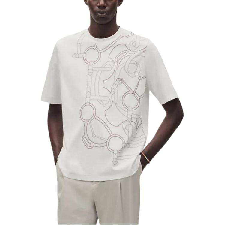 HERMES HERMES T Shirts Men's White Crew Neck Moderate