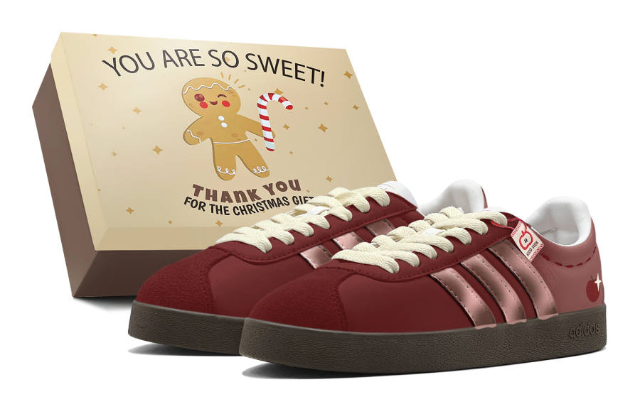 Adidas Adidas VL COURT 2.0 Red Velvet Apple, Thin Sole, Comfortable German Army Trainers Unisex Burgundy