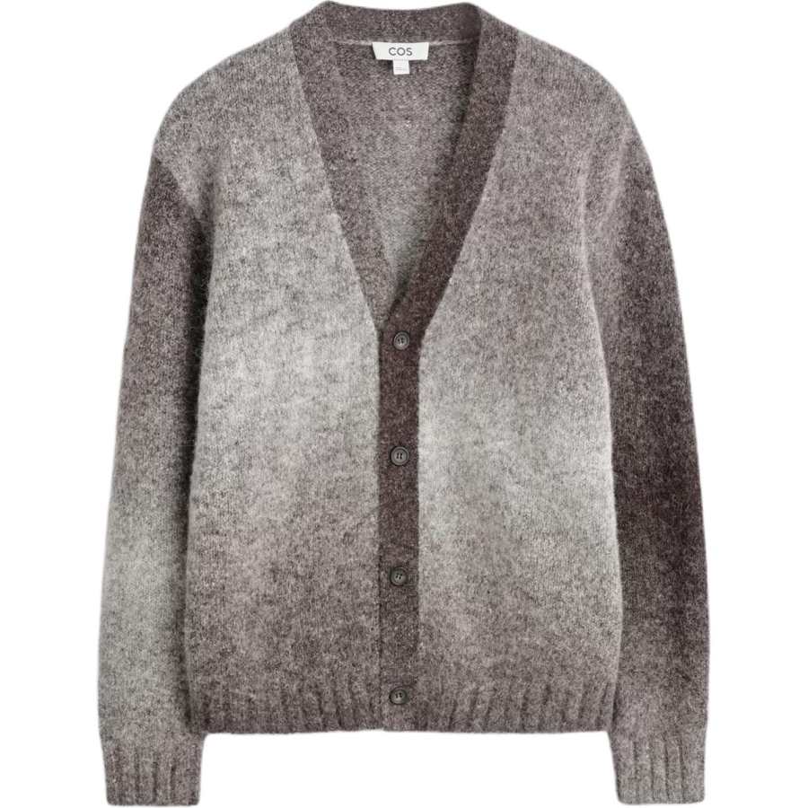 COS Knitwear Men's Gray/Gradient V Neck Moderate Cardigan
