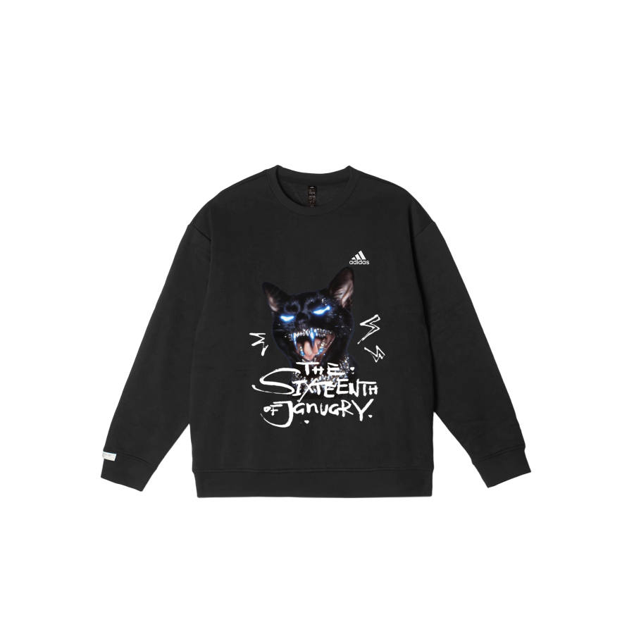 Adidas Adidas LABEL Sweatshirts Unisex Black Crew Neck Moderate