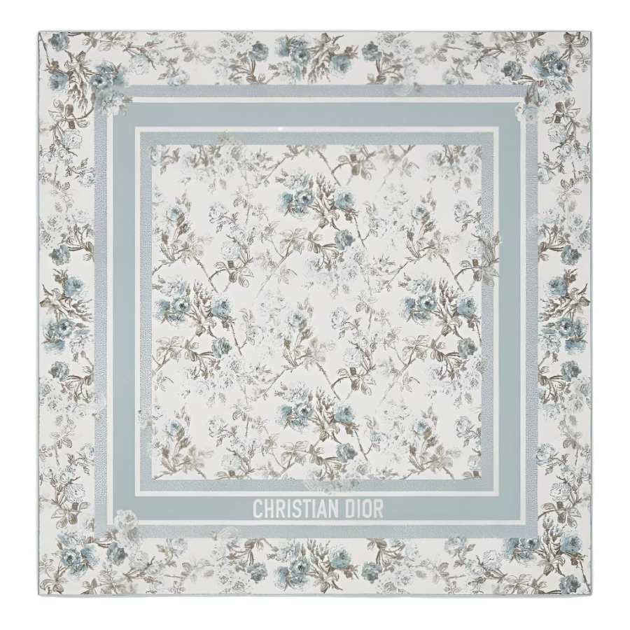 DIOR DIOR Silk Twill Scarves Unisex White/Sky Blue
