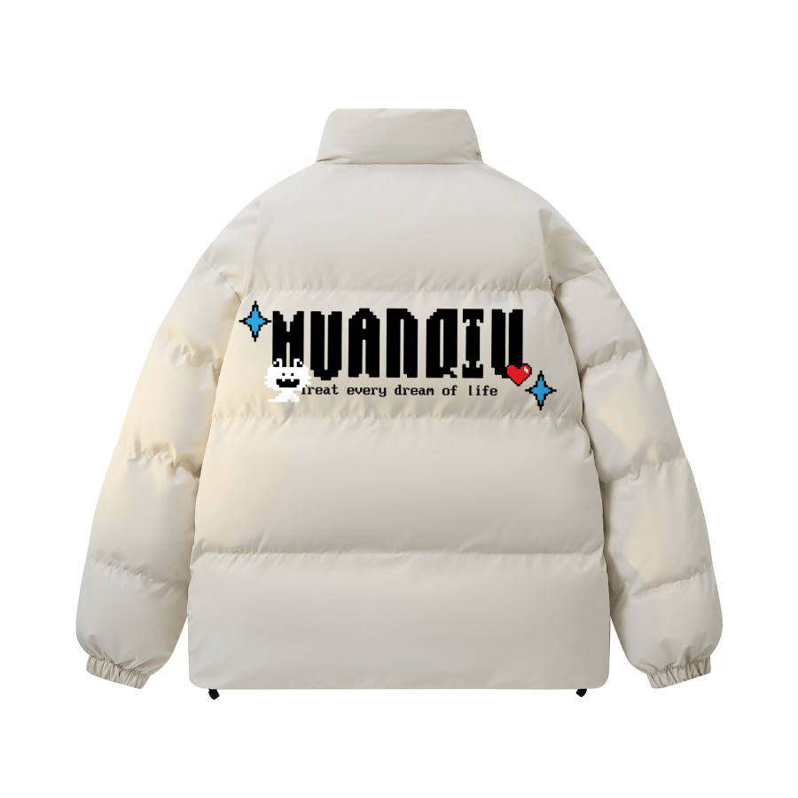 HUANQIU Puffer Jackets Unisex Stand Collar Thickened Padded Puffer Jacket
