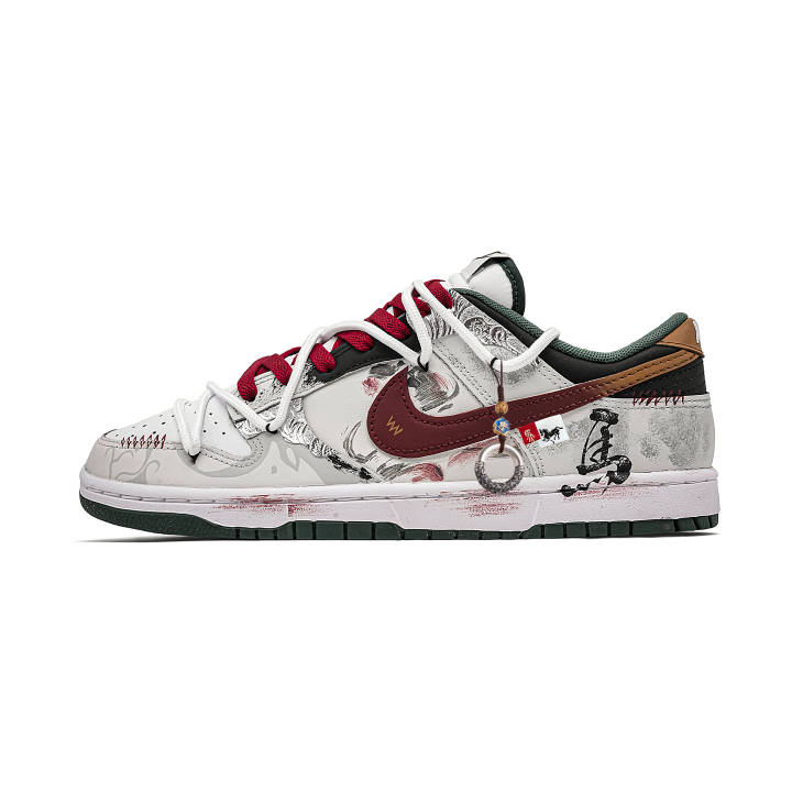 Nike Nike Dunk Ink Dazzle Abrasion Resistant Breathable Height Increasing Low top Skateboard Shoes Unisex Gray Green