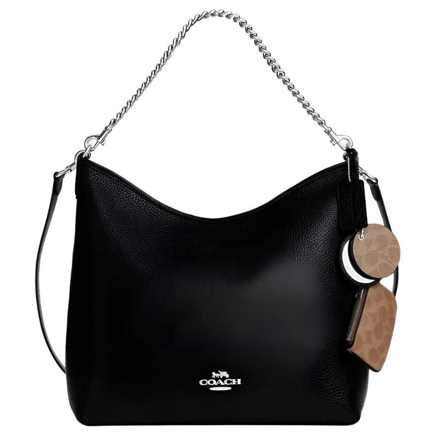 COACH Laurel Bright Soft Pebble Leather Shoulder Bag Large Women's Black
