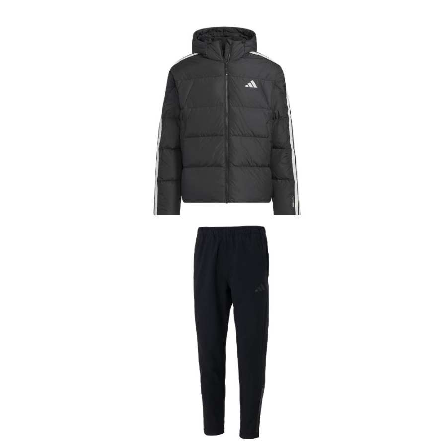Adidas Adidas Casual Sportswear Men's Set Black Top+Black Bottom Hooded Moderate