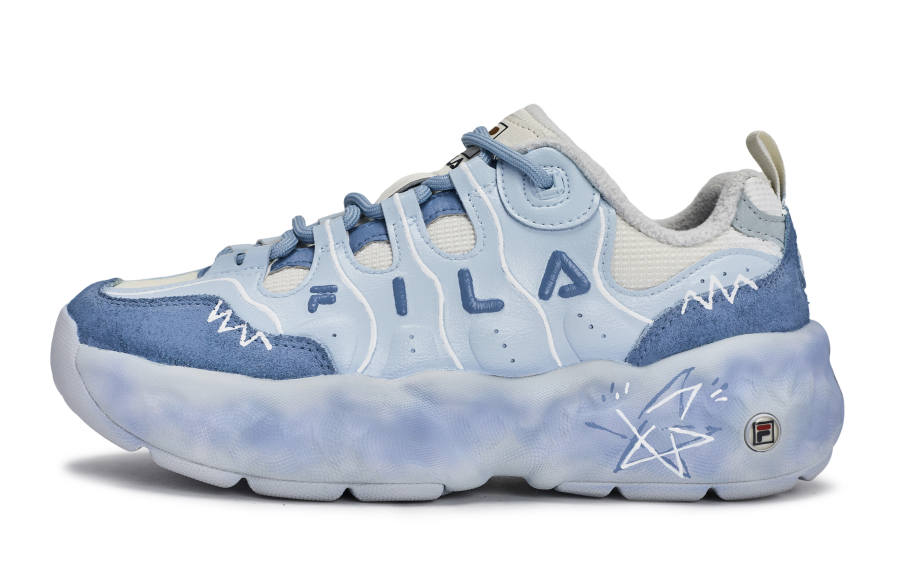 FILA MUFFIN Walking Planet, Denim Line Low top Casual Shoes Women's Gray White Blue