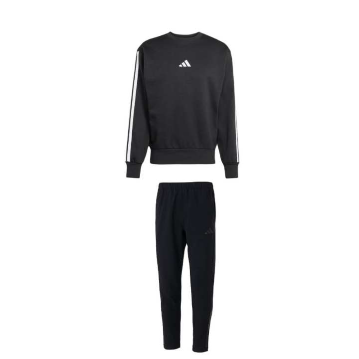 Adidas Adidas Sweatshirt Sets Men's Set Black Top+Black Bottom Crew Neck Moderate