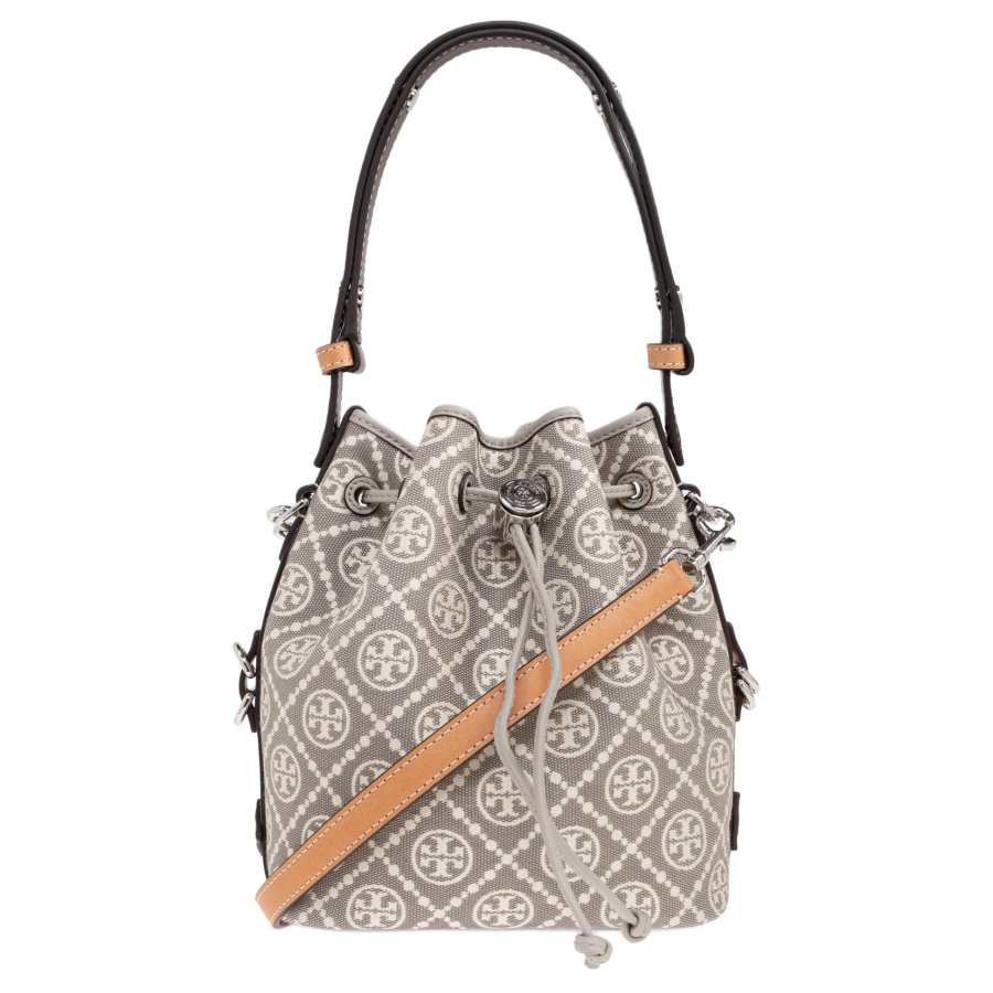 TORY BURCH T Monogram Fabric With Cow Leather Handbag Women's Gray