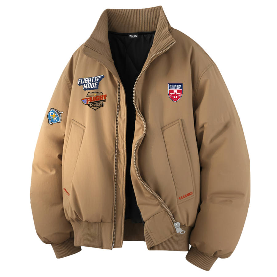 HUANQIU Puffer Jackets Unisex Stand Collar Thickened