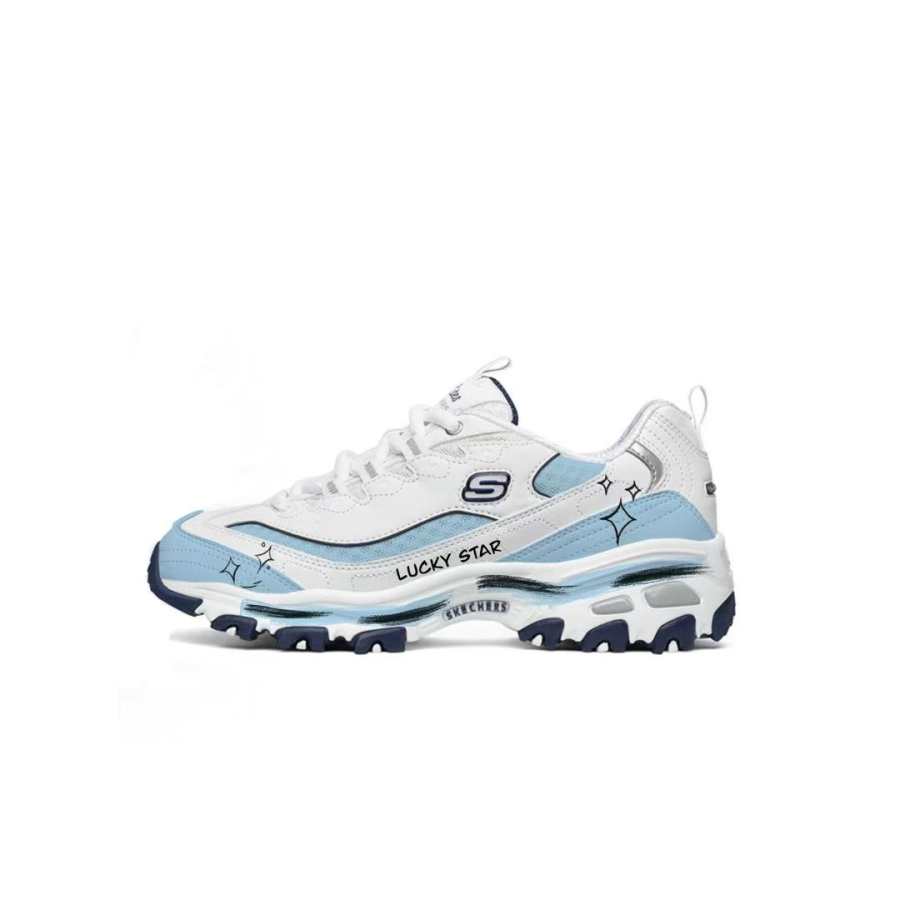 Skechers D'Lites 1.0 Abrasion Resistant Low top Chunky Sneakers Women's White Blue