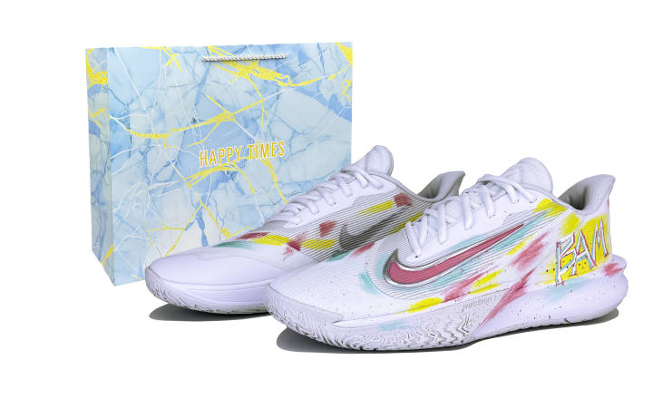 Nike Nike Precision 7 Abrasion Resistant Low top Basketball Shoes Men's White Pink Yellow