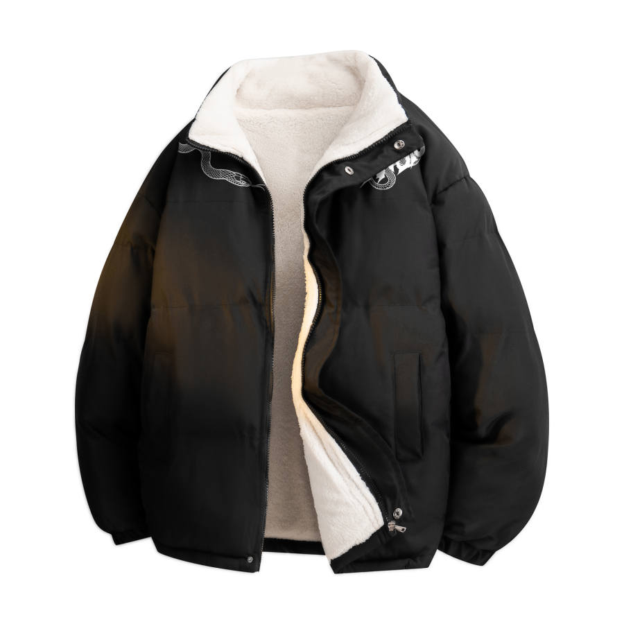 HUANQIU Puffer Jackets Unisex Lapel Thickened Padded Puffer Jacket