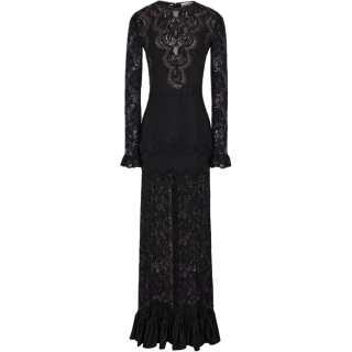 Paco Rabanne Long Sleeved Dresses Women's Black Crew Neck Moderate Mid Length