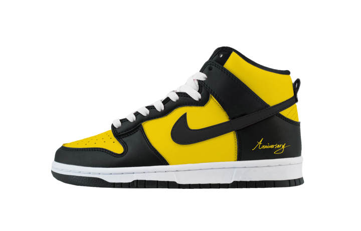 Nike Nike Dunk Bumblebee Abrasion Resistant High top Skateboard Shoes Women's Black Yellow