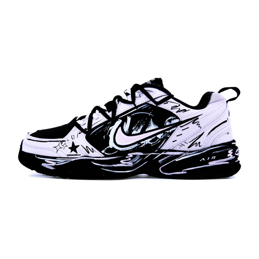 Nike Nike Air Monarch 4 Graffiti Fantasy Height Increasing Low top Chunky Sneakers Unisex Pink Black
