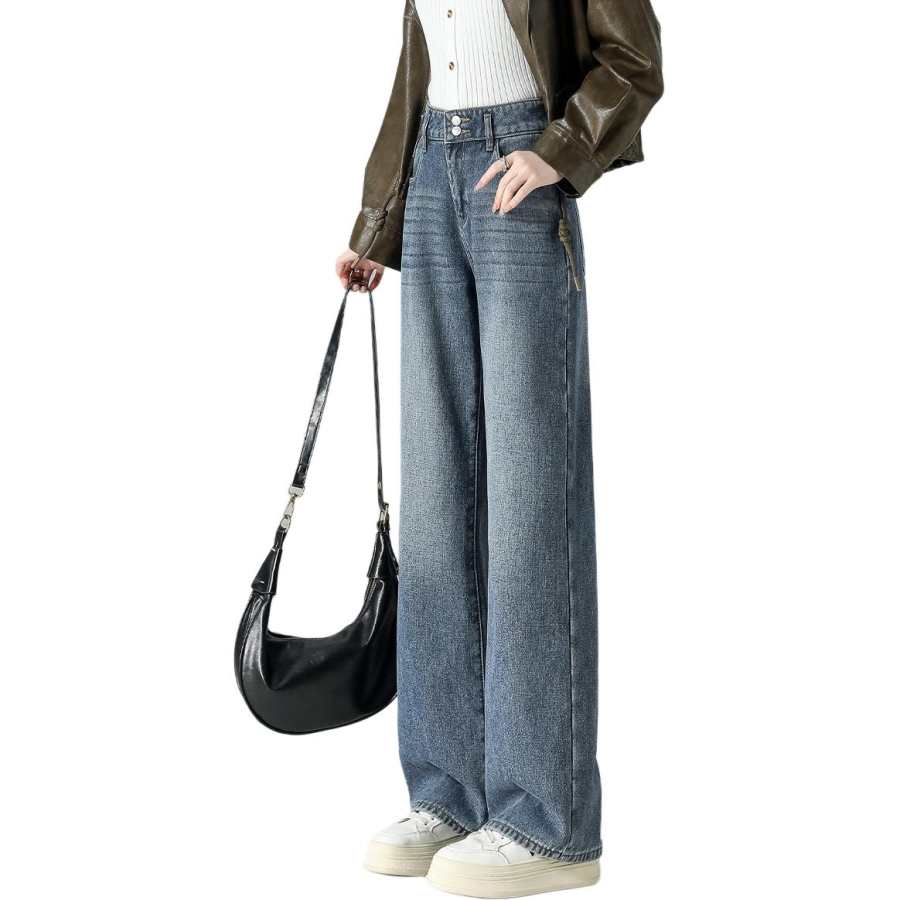 Tonlion Jeans Women's Medium Blue Moderate Wide Leg Pants