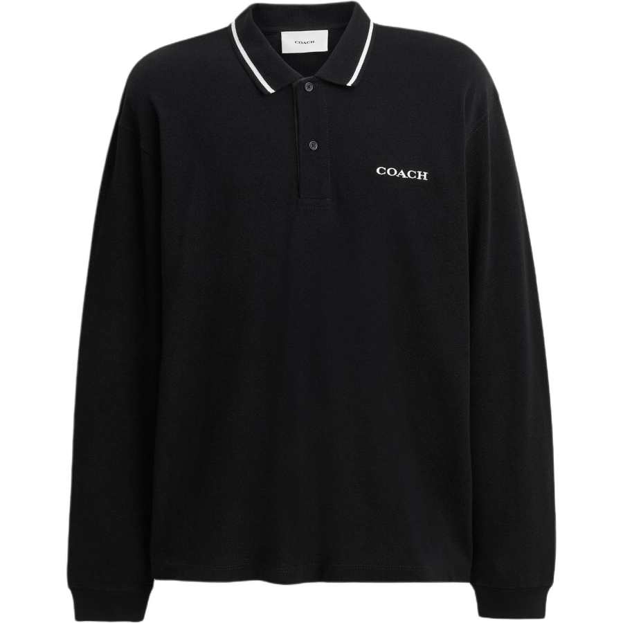 COACH Polo Shirts Men's Black Polo Collar Moderate Other