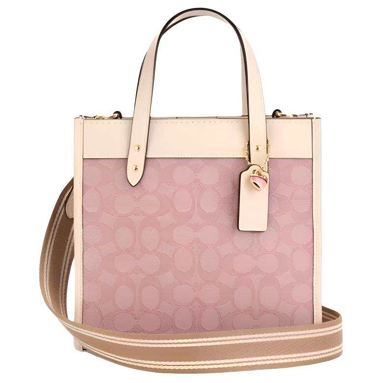 COACH Field Fabric With Cow Leather Handbag Small Women's Pink