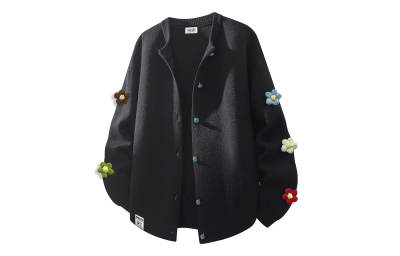 Emoji Knitwear Unisex Crew Neck Moderate Cardigan