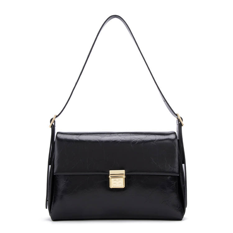 ELLE Synthetic Leather Shoulder Bag Regular Women's Lava Gray/Black