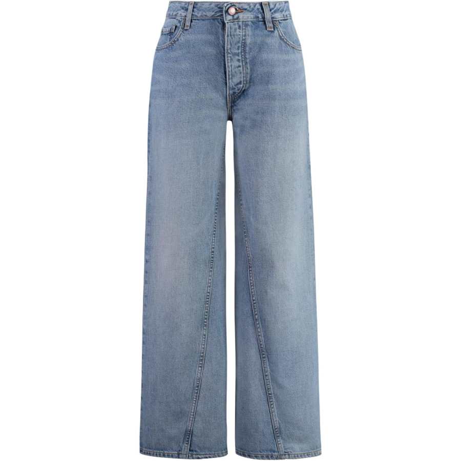 GANNI Jeans Women's Denim Blue Moderate Wide Leg Pants