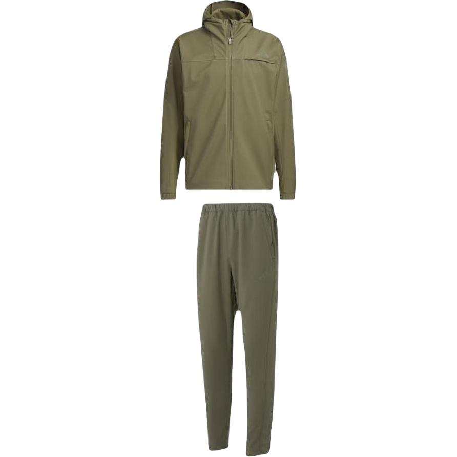Adidas Adidas Casual Sportswear Men's Set Olive Green Top+Olive Green Bottom Hooded Moderate