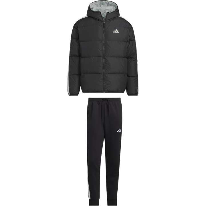 Adidas Adidas Casual Sportswear Men's Set Black Top+Black Bottom Hooded Moderate