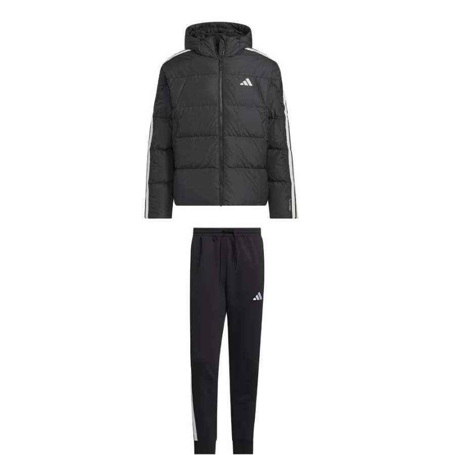 Adidas Adidas Casual Sportswear Men's Set Black Top+Black Bottom Hooded Moderate