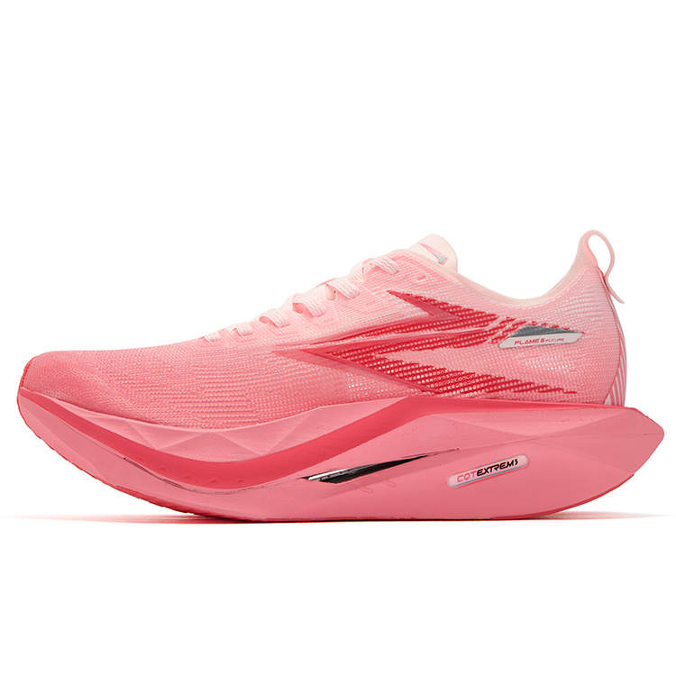 361° Flame 5 Future Synthetic Leather Breathable Low top Carbon Plate Running Shoes Unisex Neon Light Coral